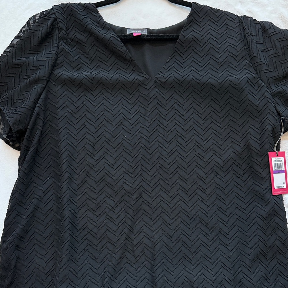 Vince Camuto Black Textured Women Top